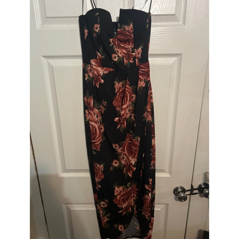 Scobe Floral Bodycon Dress‎ Sleeveless Sweetheart Midi Rose Print